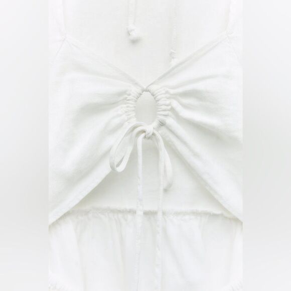 ZARA LINEN BLEND PEPLUM TOP - Picture 7 of 8